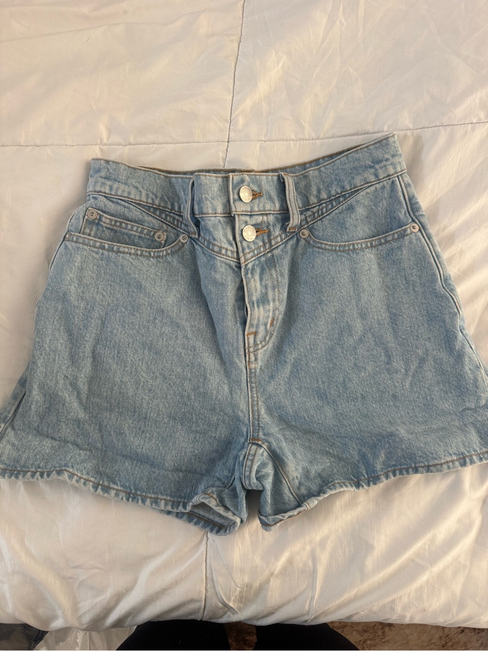 Madewell Light Blue High-Rise Denim Shorts
